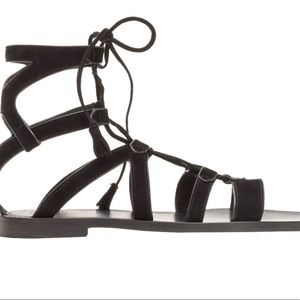 Frye Ruth Gladiator Short Sandals Black Suede Size 8.5M